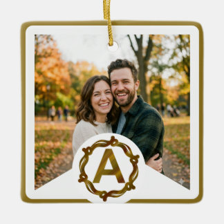 Personalized Artisan Monogram A | Wood Frame Keramikornament