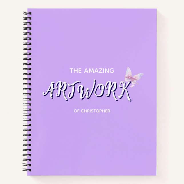 Personalized  Artist Sketchbook with bow Notebook Notizbuch (Vorderseite)