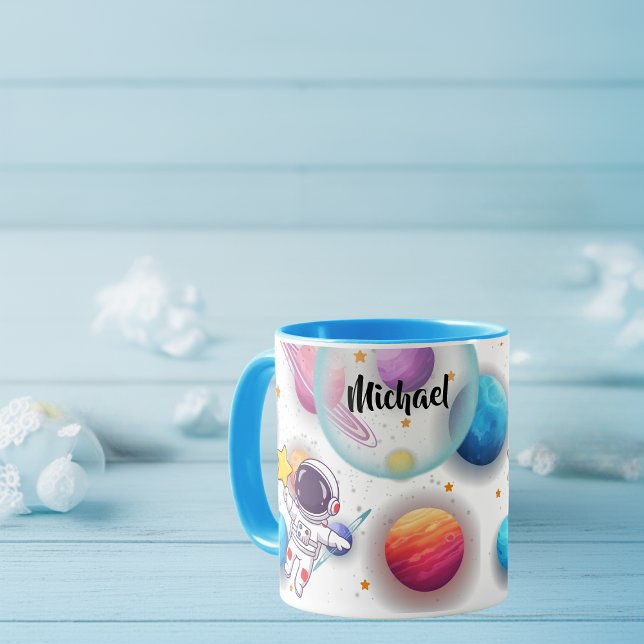 Personalized Astronaut & Planets Kids Mug Tasse (Von Creator hochgeladen)
