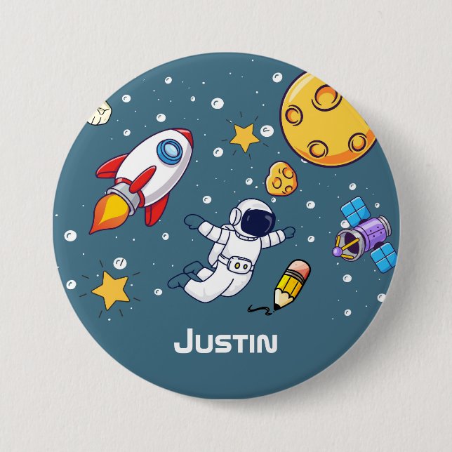Personalized Astronaut Space School Supplies Button (Vorderseite)