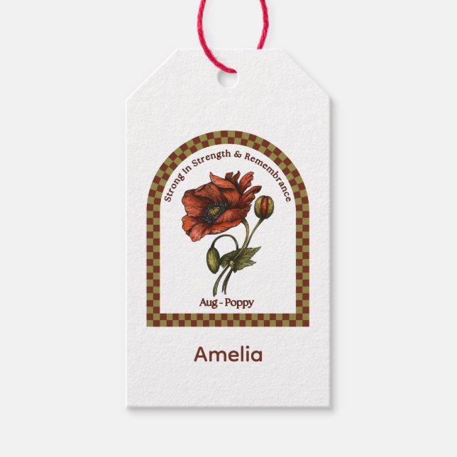 Personalized August Birth Month Flower Geschenkanhänger (Vorderseite)