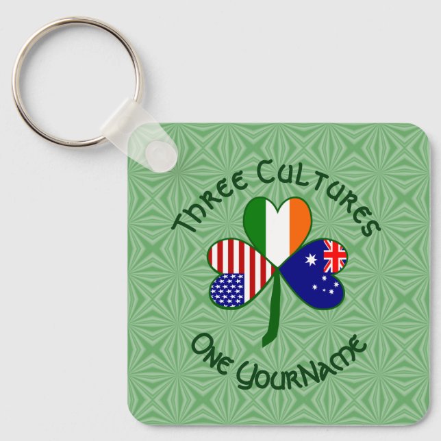Personalized Australia Ireland USA Shamrock Schlüsselanhänger (Vorderseite)