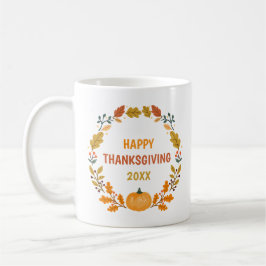 Personalized Autumn Pumpkin Wreath Thanksgiving Kaffeetasse