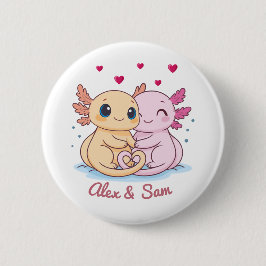 Personalized Axolotl Valentine Button with Names