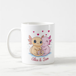 Personalized Axolotl Valentine Mug with Names Kaffeetasse