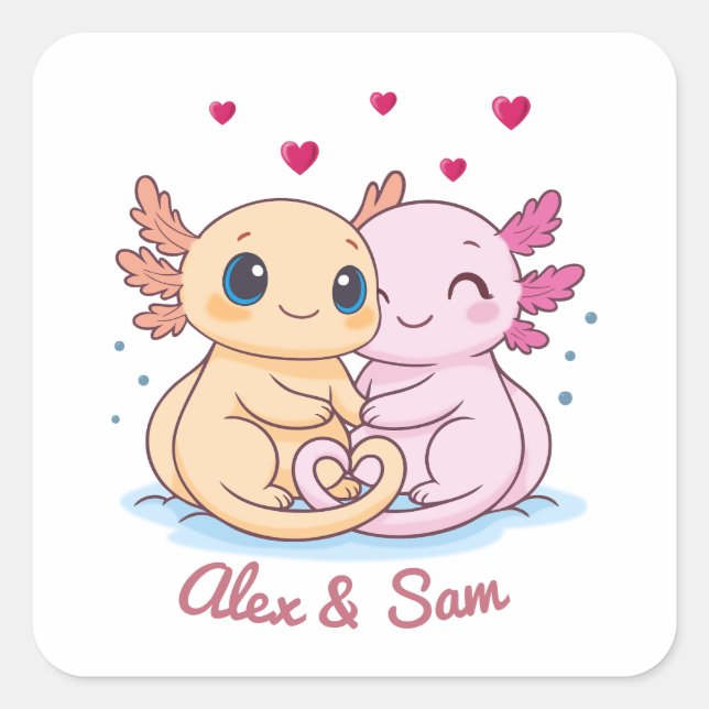 Personalized Axolotl Valentine Sticker (Vorderseite)