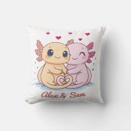 Personalized Axolotl Valentine Throw Pillow Kissen