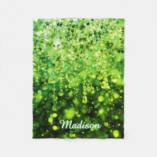 Personalized Baby Blanket With Green Faux Sparkle Fleecedecke