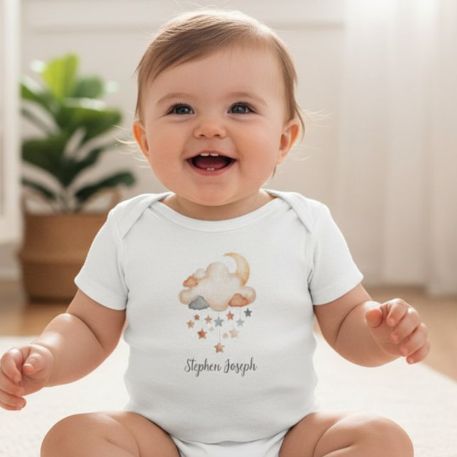 Personalized Baby Bodysuit - Moon & Stars Name Strampler (Baby body suit)