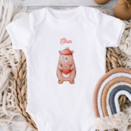 Personalized Baby Bodysuit With A Teddy Bear Strampler