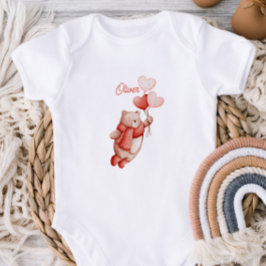 Personalized Baby Bodysuit With A Watercolor Teddy Strampler