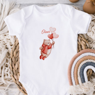 Personalized Baby Bodysuit With A Watercolor Teddy Strampler