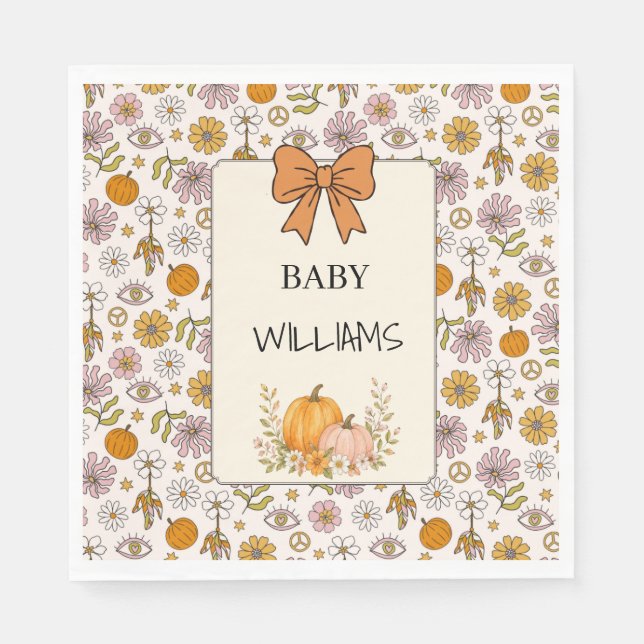 Personalized Baby Boho Pumpkin Party Napkin Serviette (Vorderseite)