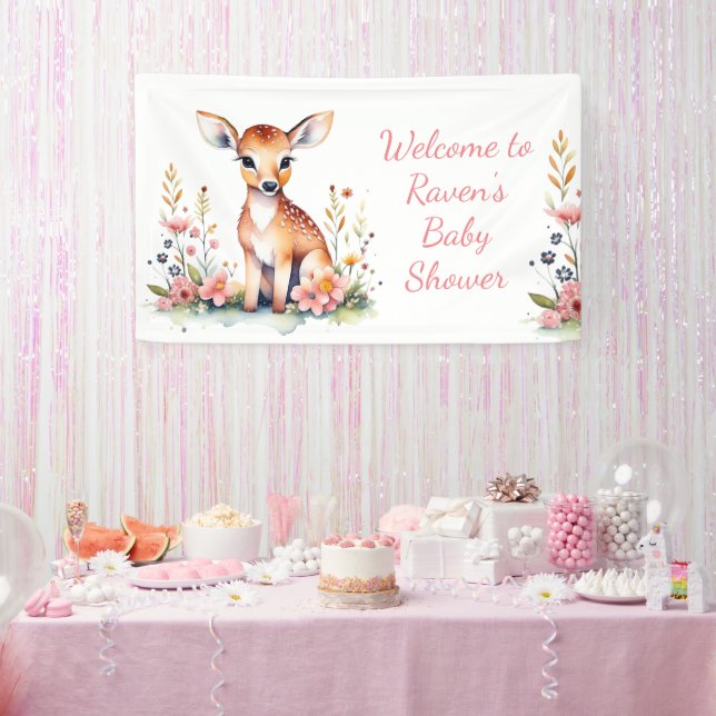 Personalized Baby Deer Themed Baby Shower Banner (Party)