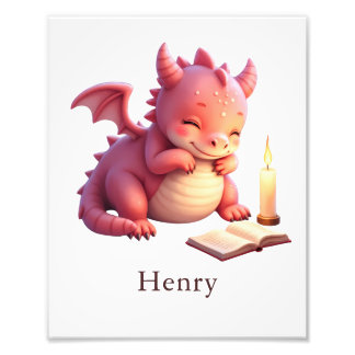Personalized Baby Dragon Art Print Nursery Name Fotodruck