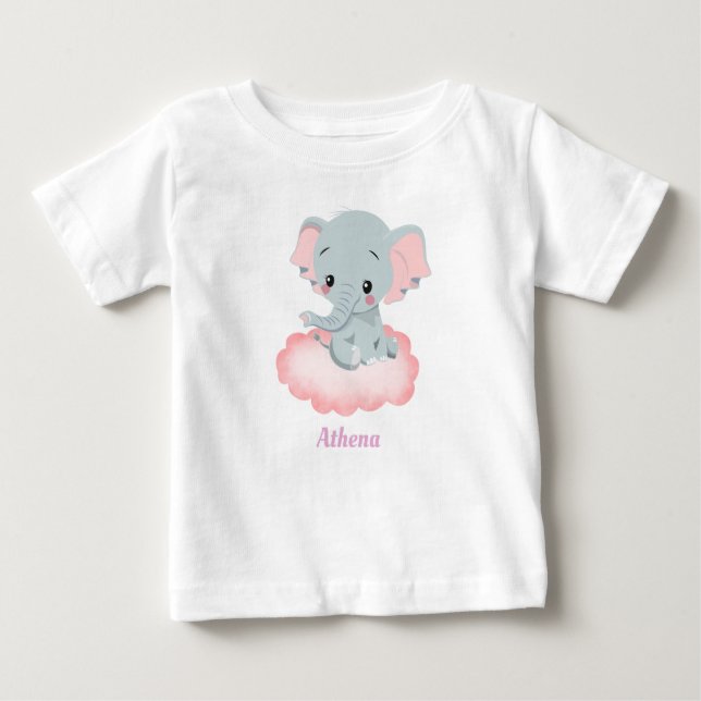 Personalized Baby Elephant Baby T-shirt (Vorderseite)