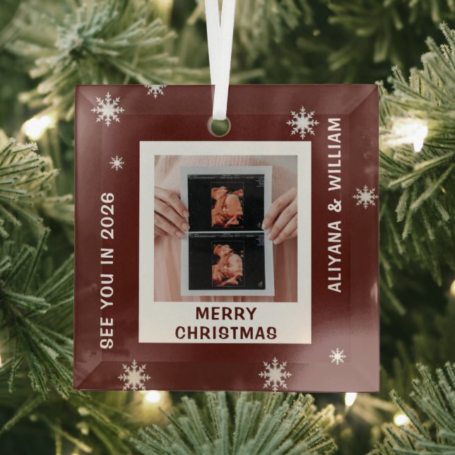 Personalized Baby Expecting Pregnancy Christmas Ornament Aus Glas (Insitu)