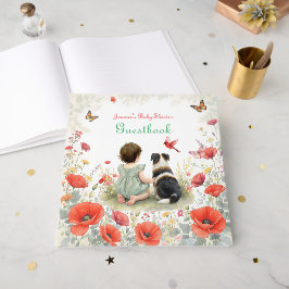 Personalized Baby Girl and her Puppy Baby Shower  Gästebuch