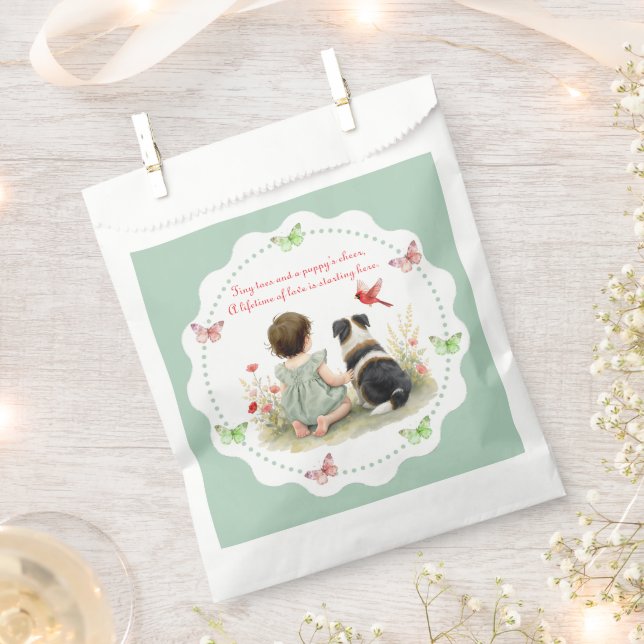 Personalized Baby Girl and her Puppy Baby Shower  Geschenktütchen (Ausgeschnitten)