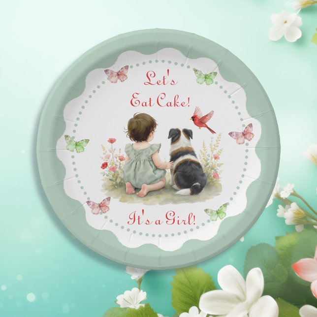 Personalized Baby Girl and her Puppy Baby Shower  Pappteller (Von Creator hochgeladen)