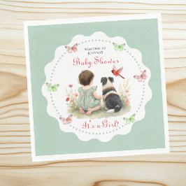 Personalized Baby Girl and her Puppy Baby Shower  Serviette