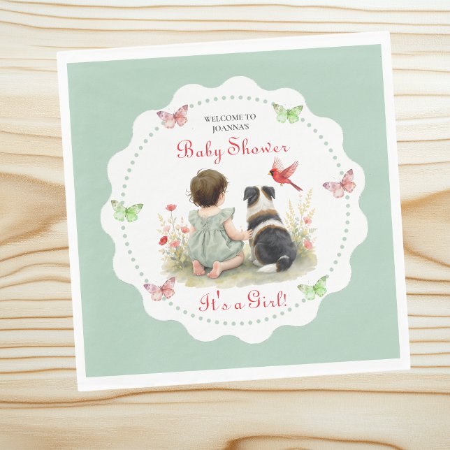 Personalized Baby Girl and her Puppy Baby Shower  Serviette (Von Creator hochgeladen)