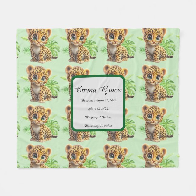 Personalized Baby Leopard Jungle Fleece Blanket (Vorderseite (Horizontal))