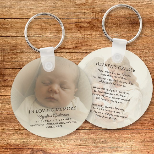 Personalized Baby Memorial Photo & Custom Text Schlüsselanhänger (Von Creator hochgeladen)