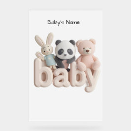 Personalized Baby Name Wall Art – Cute Animal Nurs Acrylschild