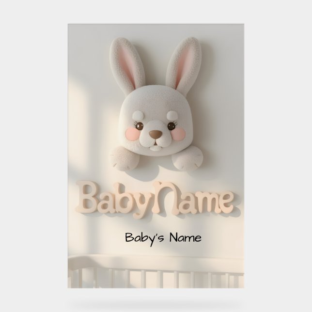 Personalized Baby Name Wall Art – Cute Animal Nurs Acrylschild (Vorderseite)