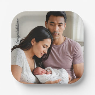 Personalized Baby Newborn Party Custom photo name Pappteller