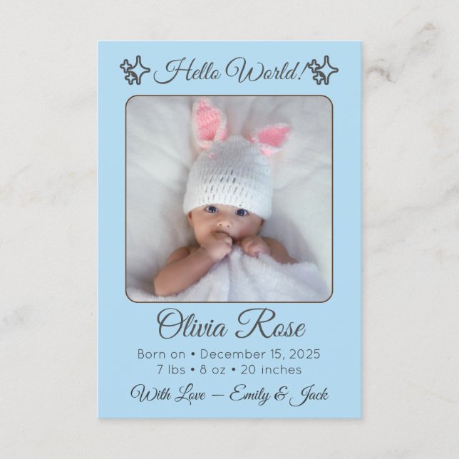 Personalized Baby Photo Name & Parents for Newborn Ankündigung (Vorderseite)