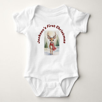 Personalized “Baby’s First Christmas”, Xmas Deer Baby Strampler