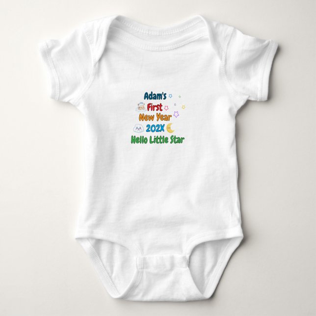 Personalized Baby’s First New Year – Cute Design Baby Strampler (Vorderseite)