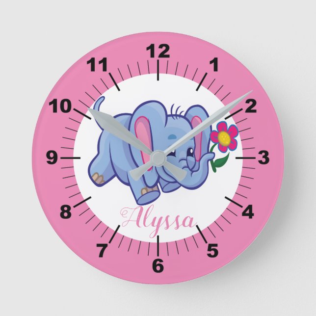 Personalized Baby Zebra Square Wall Clock Runde Wanduhr (Vorderseite)