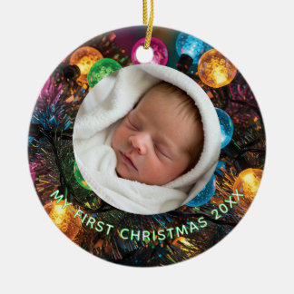 Personalized Baby's First Christmas with Photo Keramik Ornament