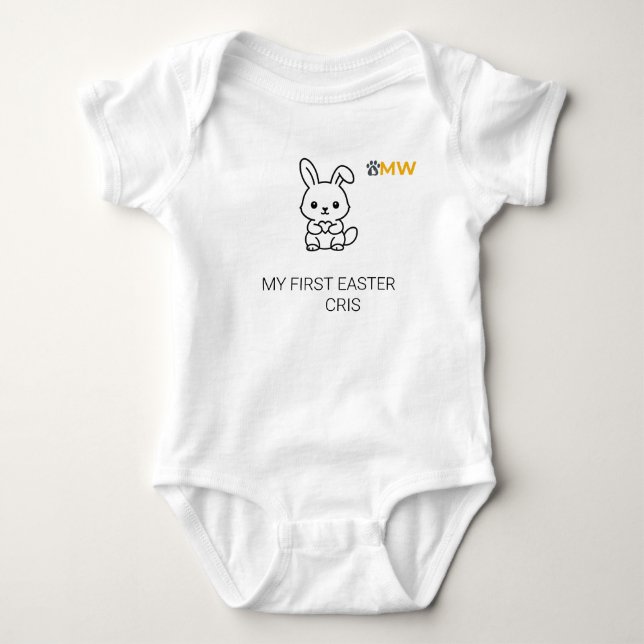 Personalized Baby's First Easter Bunny Bodysuit -  Baby Strampler (Vorderseite)