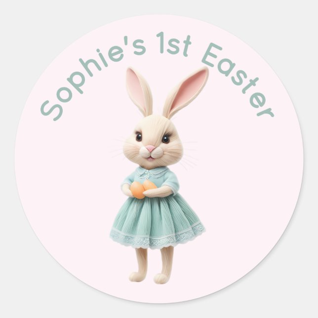 Personalized Baby's First Easter Sticker - Cute 3D (Vorderseite)
