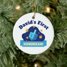 Personalized “Baby's First Hanukkah” with Dreidel Keramik Ornament