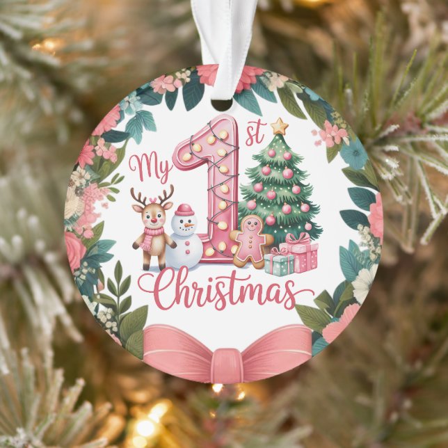 Personalized Baby's First Holiday Keepsake Ornament (Baum)