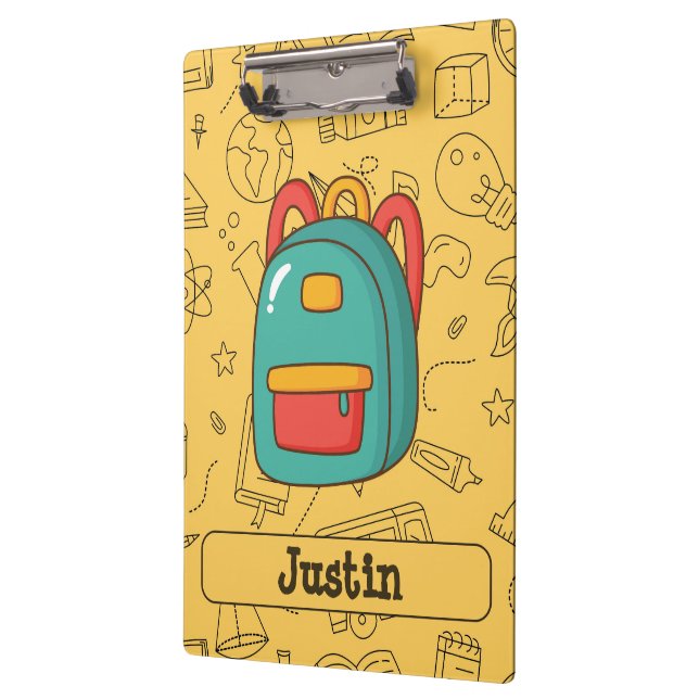 Personalized Back to School Backpack & Doodles Klemmbrett (Links)