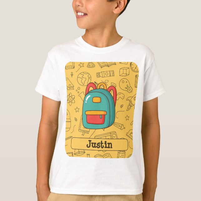 Personalized Back to School Backpack & Doodles T-Shirt (Vorderseite)