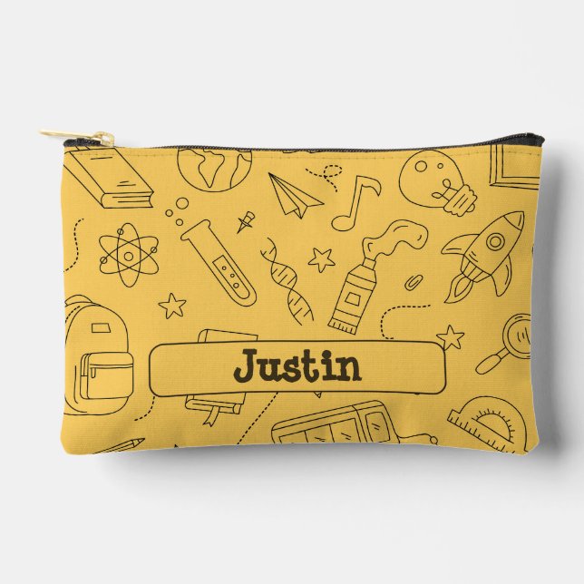 Personalized Back to School Backpack & Doodles Zubehörtasche (Vorderseite)