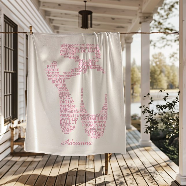 Personalized Ballet Shoe Typography  Fleecedecke (Von Creator hochgeladen)