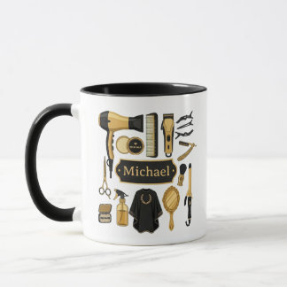 Personalized Barber Tools Custom Name Coffee Mug Tasse