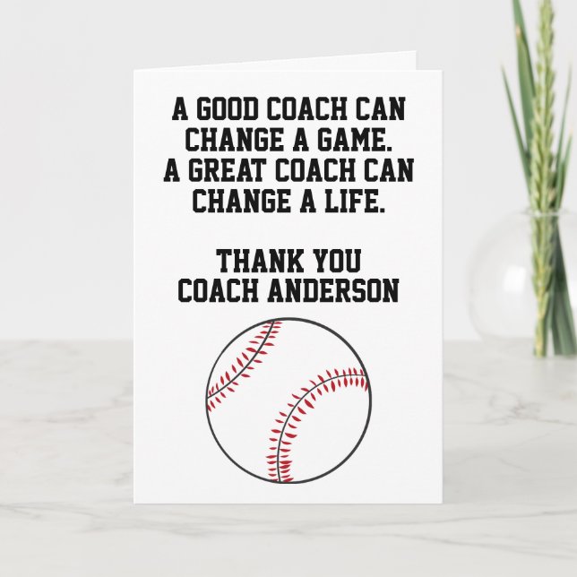 Personalized Baseball Coach From Team Players Karte (Vorderseite)