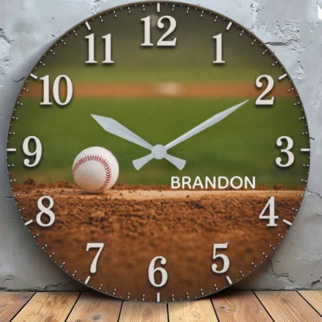 Personalized Baseball Field Custom Name Große Wanduhr (Von Creator hochgeladen)