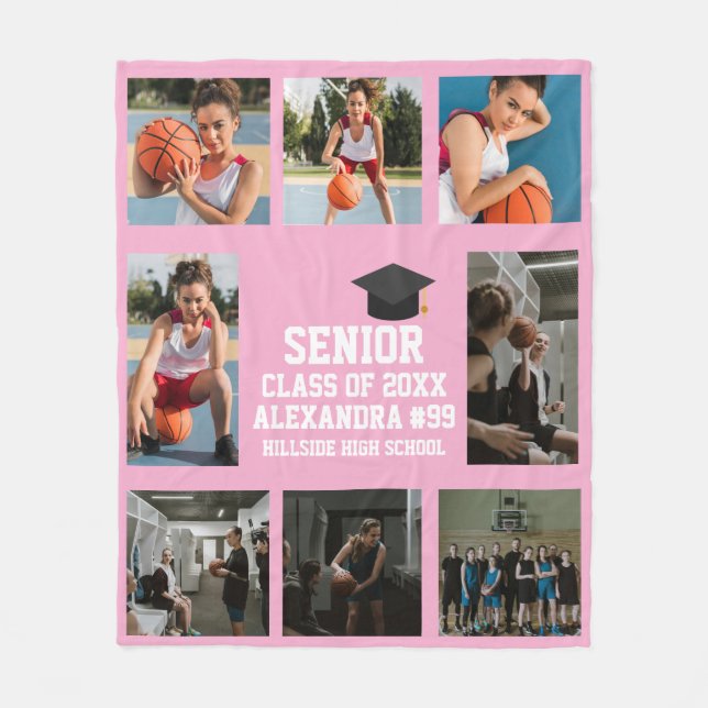 Personalized Basketball Girls Senior Graduation Fleecedecke (Vorderseite)