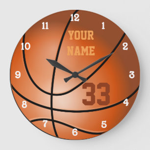 Personalized Basketball Name and Number Große Wanduhr