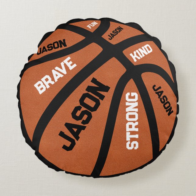Personalized Basketball Pillow Add Your Name Rundes Kissen (Vorderseite)